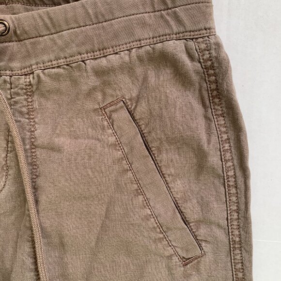 James Perse Soft Drape Pants Women Cargo Pigment Brown 100% Linen Drawstring NWT - Picture 4 of 15